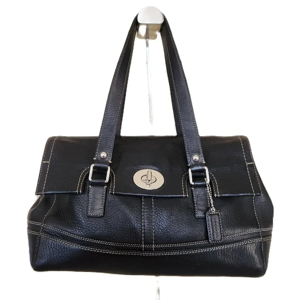 Like New Coach Hampton Black Leather Handbag Purse